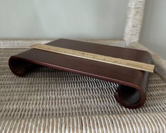 B10 - $15. Lacquered Scroll Stand. Approx 11" long. 