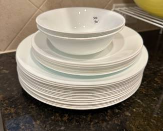 B54 - $30. Solid White Corelle Dishes. Partial set with a lot of dinner plates!