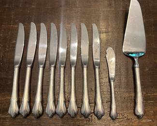 S1 - $2250 OBO. Text Mariah directly with interest. 919.717.9850. $2250 is the buy today price! Wallace Sterling Flatware. Service for 8. 8 Salad forks, 8 Dinner forks, 8 spoons, 8 knives, 4 serving utensils.