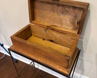 B48 - $50. Wooden Box mounted on Stand. Measures 29.5” tall. 