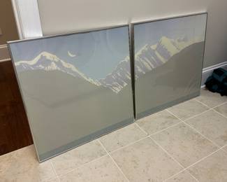 B100 - $30 Pair. 2 Piece Framed Prints "Campbell Ranges Himalayas". 