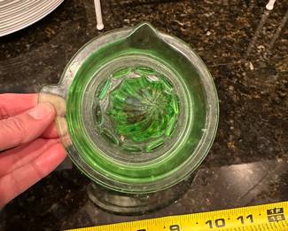 B57 - $30. Uranium Glass Juicer. Excellent Condition, no chips noted. 