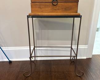 B48 - $50. Wooden Box mounted on Stand. Measures 29.5” tall. 