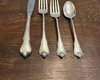 S1 - $2250 OBO. Text Mariah directly with interest. 919.717.9850. $2250 is the buy today price! Wallace Sterling Flatware. Service for 8. 8 Salad forks, 8 Dinner forks, 8 spoons, 8 knives, 4 serving utensils.
