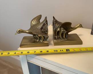 B38 - $60 PAIR. Brass Goose Bookends. Jennings Bros 879. PM Craftsman 