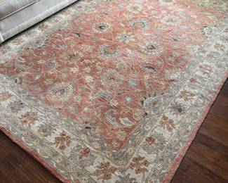 B23 - $75. Surya "Caesar" 100% Wool Area Rug. 8' x 11'. There is some damage from moths. See photo. 