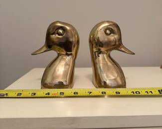 B61 - $25 PAIR. Windcurrent Collection Brass Duck Head Bookends. 