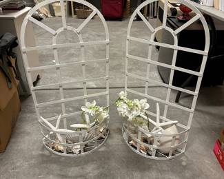 B90 - $30 PAIR of Decorative Planters / Decor. Measures 31" tall. 