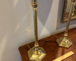 B26 - $50. PAIR of Brass Table Lamps. Measures 33" tall. 