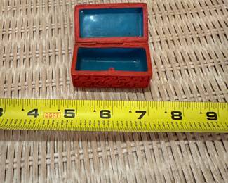 B70 - $15. Trinket Sized Chinese Carved Cinnabar Box. 