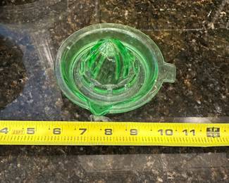 B57 - $30. Uranium Glass Juicer. Excellent Condition, no chips noted. 