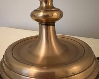 B44 - $75. Vintage Brass Fox Hunting Horn Lamp. Measures 28” tall. 