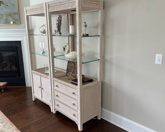 B1 - $450 PAIR. Henry Link for Lexington. Lighted Etegere. Each Measures 30” x 19” x 76” tall.  Both are in excellent condition!