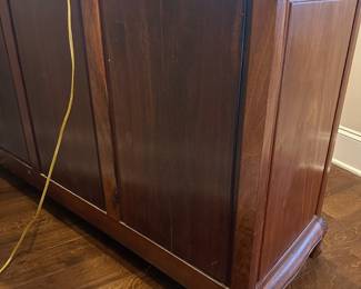 B25 - $350. Solid Wood Sideboard. Measures 6’ x 18” deep x 33” tall. (Doors are a little sticky but absolutely still work as it and useable!) One darker spot on the top but overall very good condition!