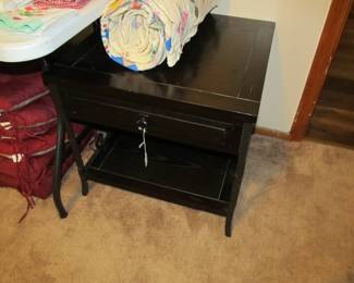 SMALL ENDTABLE, (WOOD AND METAL)W/ STORAGE