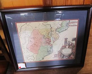Framed Replica Antique Map - "VIRGINIA, MARYLANDIA, CAROLINA"