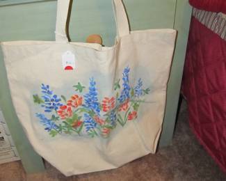 Hand Painted Blue Bonnet Canvas Tote