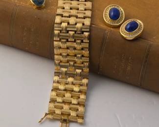Christian Dior: 1973 "GROSSE" Bracelet. Clip on Earrings.