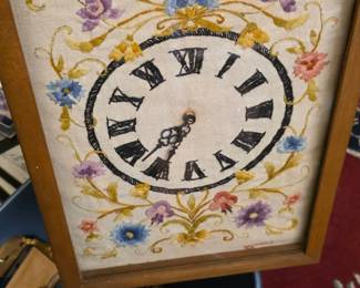 Handmade Crewel Wall Clock