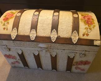 Hand-painted Camel Back Steamer Trunk
