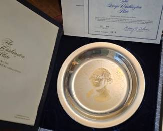 Franklin Mint Sterling Silver Plates with 24k Gold Inlay