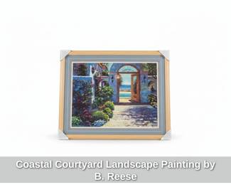 Coastal Courtyard Landscape Painting by B. Reese