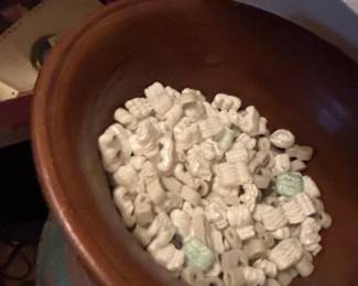 Large Folk Art Ceramic Vase with Embossed Geometric and Village Scenes  Possibly Mexican or Southwestern second image