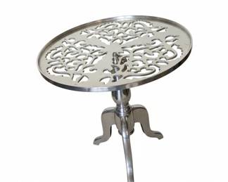 Ornate Cast Aluminum Pedestal Side Table