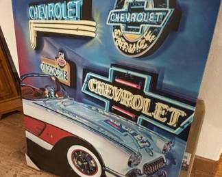 Vintage Chevrolet and Oldsmobile Neon Sign Art Canvas Print second image