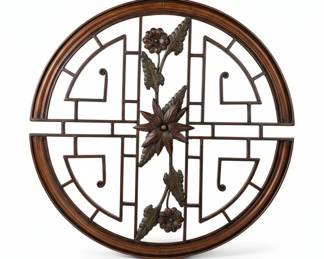 Round Metal Wall Decor with Floral Accents