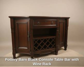 Pottery Barn Black Console Table Bar with Wine Rack third image
