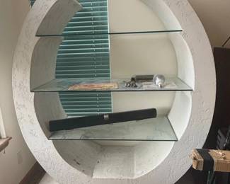 Postmodern Sculpted White Stucco Etagere or Bookshelf