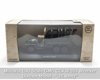 Militaria Scale GMC CCKW Wrecker Diecast Model  US Army