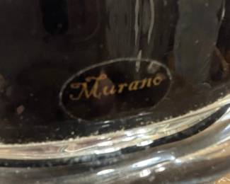 Murano Art Glass Black Bowl with Clear Overlay second image