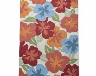 Indoor or Outdoor Floral Accent Rug