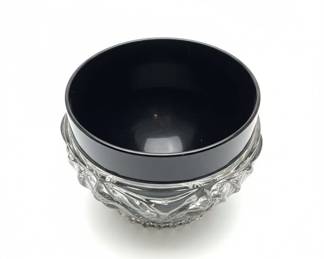 Murano Art Glass Black Bowl with Clear Overlay third image