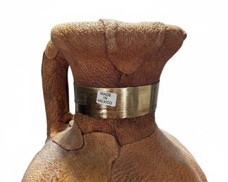 Large Decorative Vase with Leatherlike Finish and Metal Accents second image