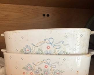 CorningWare Blue Ribbon Flower Basket Casserole Dishes Set of 