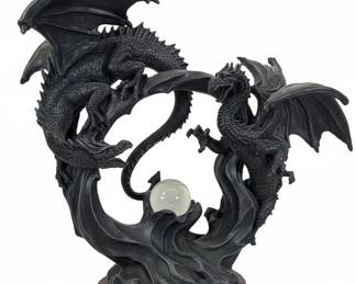 Dark Dragons of the Earth With Plasma Ball Statue