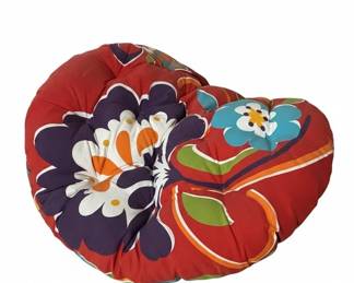 Round Floor Cushion with Retro Floral Pattern