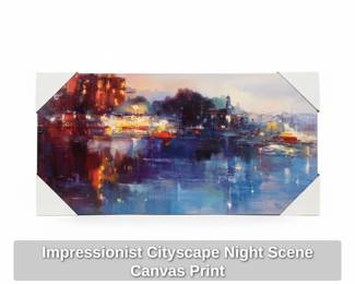 Impressionist Cityscape Night Scene Canvas Print