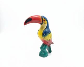 HandCarved Wooden Toucan Figurine  Possibly Ecuadorian Balsa Wood