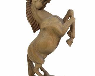 Carved Wooden Horse Sculpture