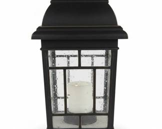Black Metal Outdoor Lantern with Bubbled Glass
