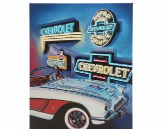 Vintage Chevrolet and Oldsmobile Neon Sign Art Canvas Print