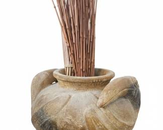 Terracotta Pelican Motif Vase or Urn