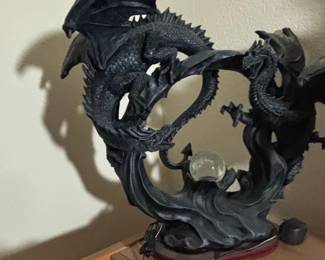 Dark Dragons of the Earth With Plasma Ball Statue second image