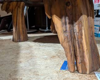 Live Edge Wood Coffee Table with Tree Trunk Base