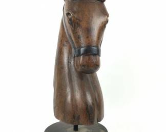 Hand Carved Teak Wood Horse Head Sculpture