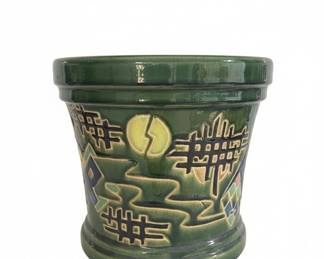 McCoy Pottery Green Greek Key Planter